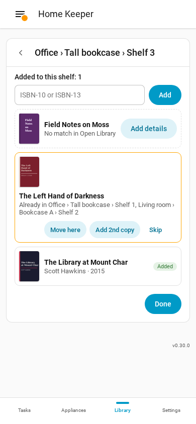A shelf scan on a phone with 3 results