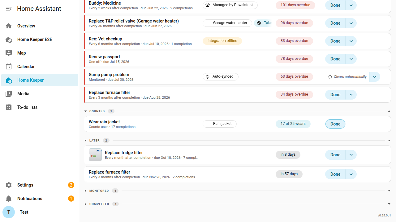 The task list with a small cover photo at the start of a task row